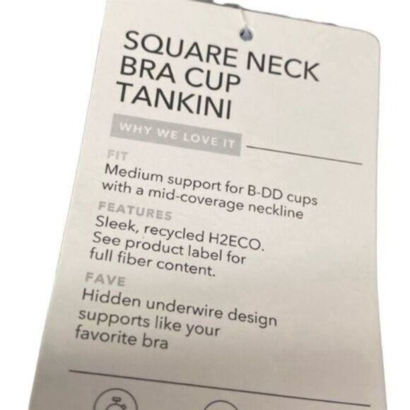 Athleta Square Neck Bra Cup Swim Tankini Black UPF 50+ Beach Vacation 32 B/C - Picture 9 of 13